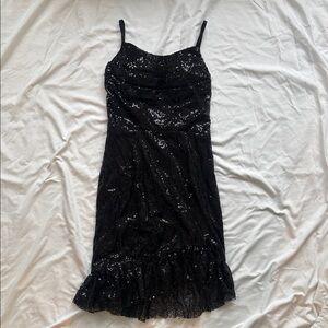Elegant Black Sequin Mini Dress